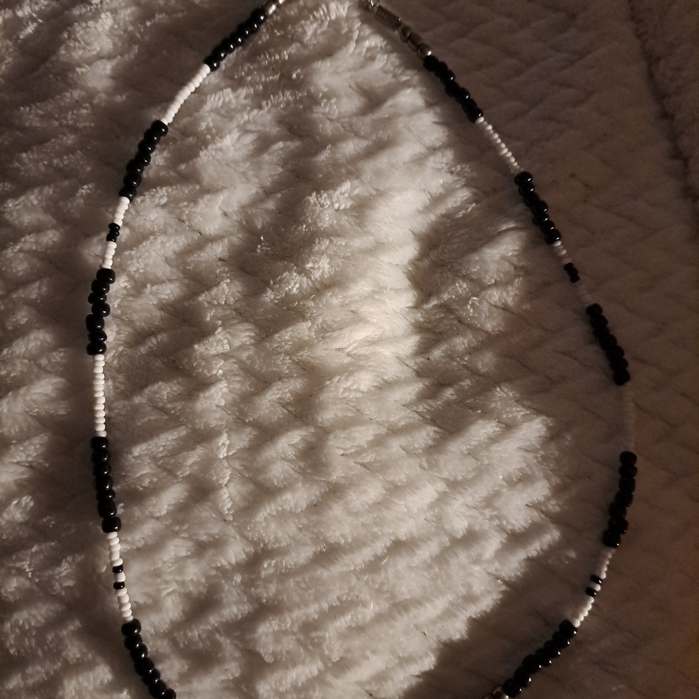 Black and white beaded necklace